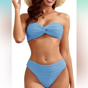 Zaful womens strapless twist bandeau bikini 2 piece